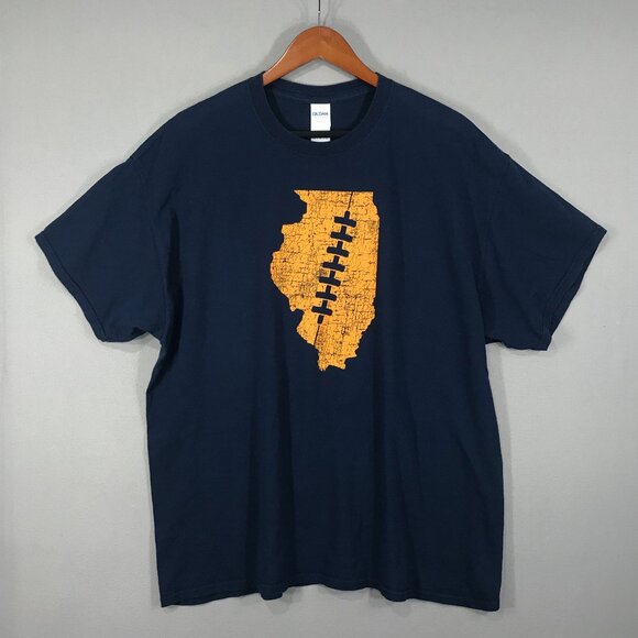 Gildan T-Shirt Men's XL Blue Graphic Tee Football Illinois Short Sleeve Cotton - Picture 1 of 9